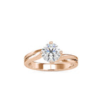 SKU: 0178 (14K) Double Twisted-Prong Solitaire Engagment Ring in Rose Gold.