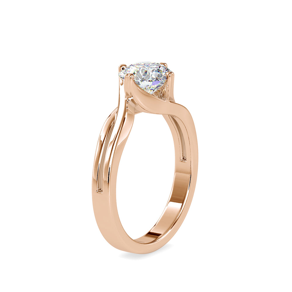 SKU: 0178 (18K) Double Twisted-Prong Solitaire Engagment Ring in Rose Gold.