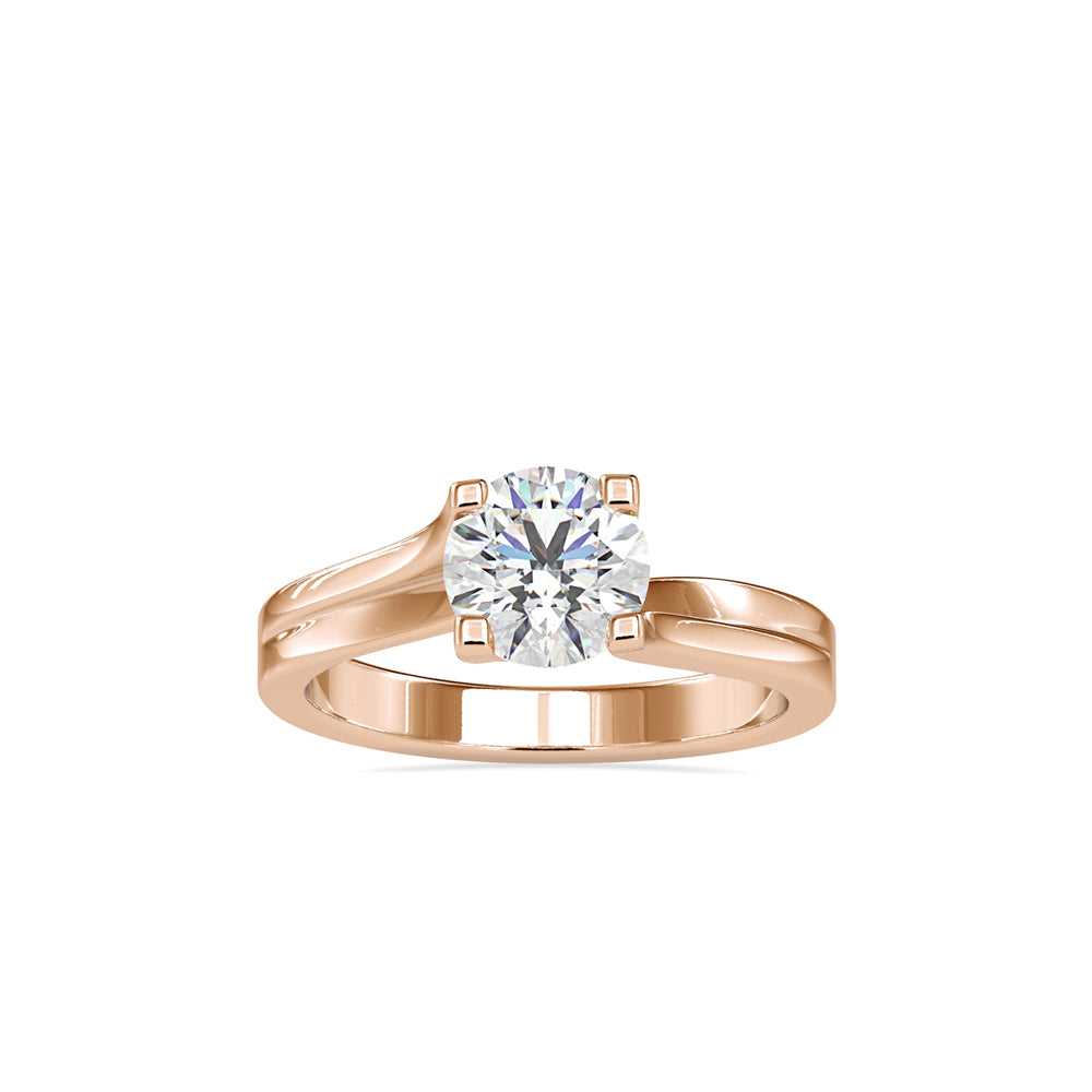 SKU: 0179 (14K) Round-Cut Twisted-Prong Solitaire Engagment Ring in White Gold.