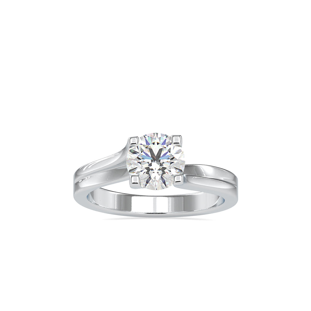 SKU: 0179 (22K) Round-Cut Twisted-Prong Solitaire Engagment Ring in White Gold.