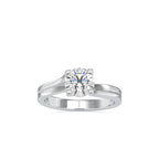 SKU: 0179 (22K) Round-Cut Twisted-Prong Solitaire Engagment Ring in White Gold.