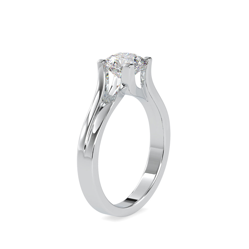 SKU: 0179 (14K) Round-Cut Twisted-Prong Solitaire Engagment Ring in White Gold.
