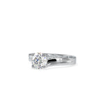 SKU: 0179 (10K) Round-Cut Twisted-Prong Solitaire Engagment Ring in White Gold.