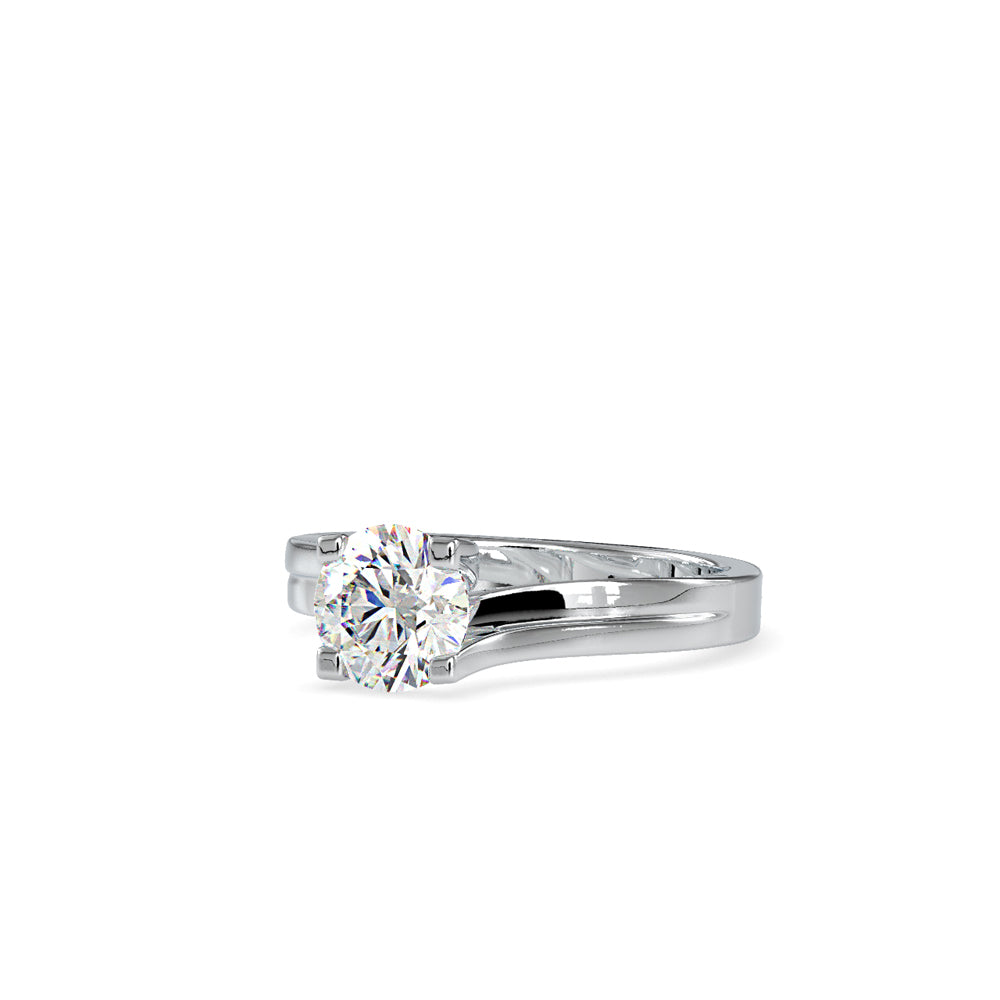 SKU: 0179 (14K) Round-Cut Twisted-Prong Solitaire Engagment Ring in White Gold.