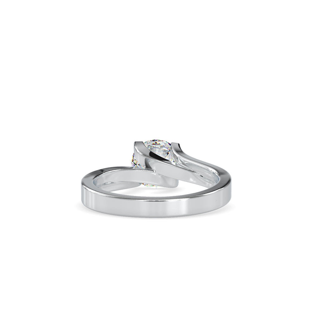 SKU: 0179 (14K) Round-Cut Twisted-Prong Solitaire Engagment Ring in White Gold.