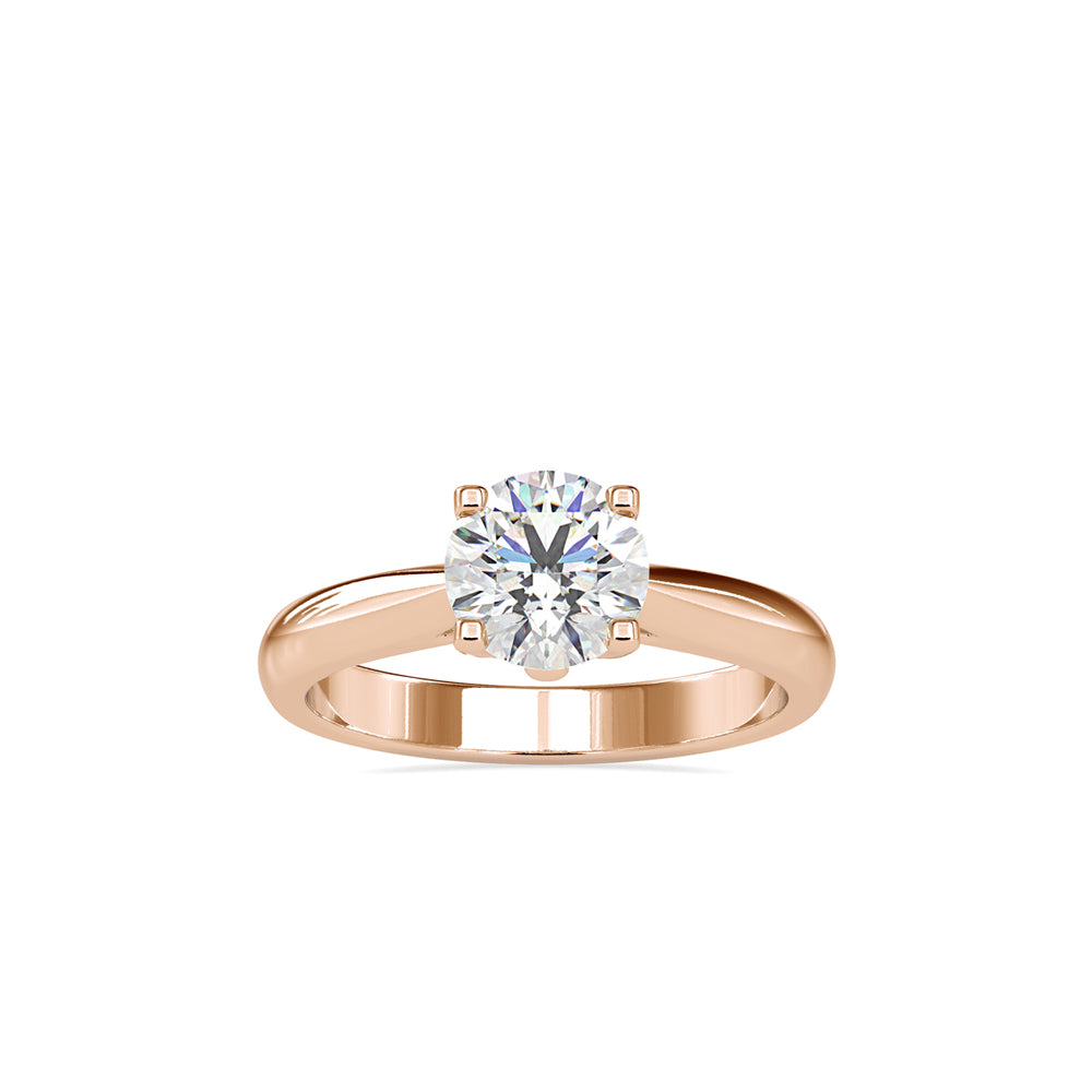 SKU: 0180 (18K) Four-Prong Solitaire Engagment Ring in Rose Gold.