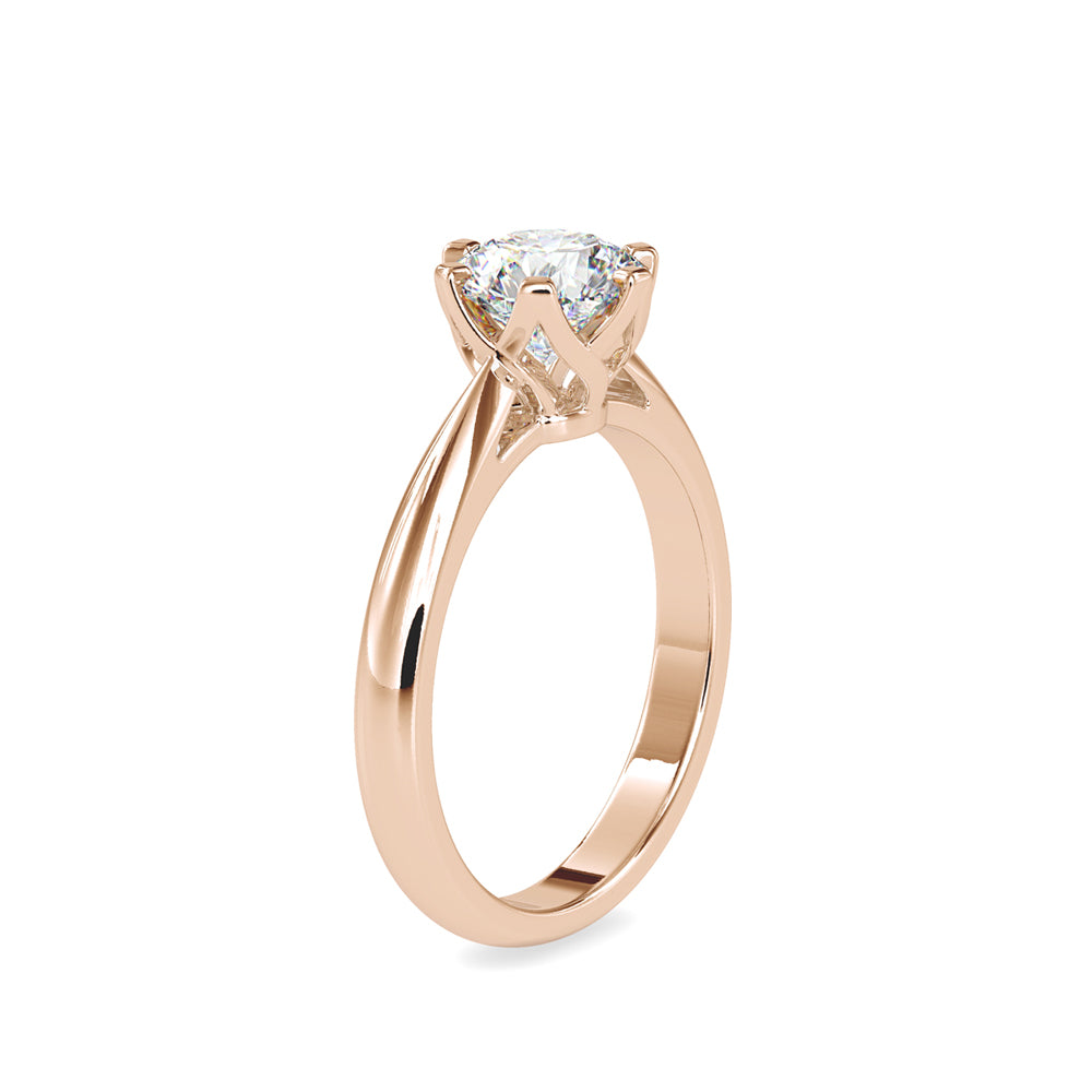 SKU: 0181 (14K) Fancy Six-Prong Solitaire Engagment Ring in Rose Gold.
