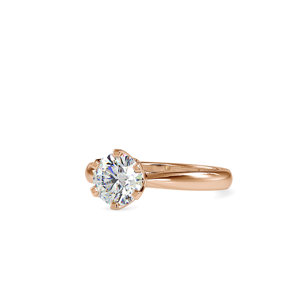 SKU: 0181 (18K) Fancy Six-Prong Solitaire Engagment Ring in Rose Gold.