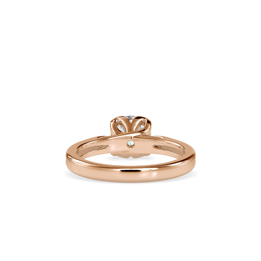 SKU: 0182 (10K) Lotus Setting Round Diamond Engagment Ring in Rose Gold.
