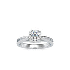SKU: 0182 (10K) Lotus Setting Round Diamond Engagment Ring in Rose Gold.