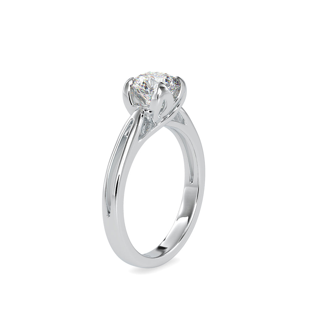 SKU: 0182 (14K) Lotus Setting Round Diamond Engagment Ring in Rose Gold.