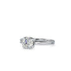 SKU: 0182 (14K) Lotus Setting Round Diamond Engagment Ring in Rose Gold.