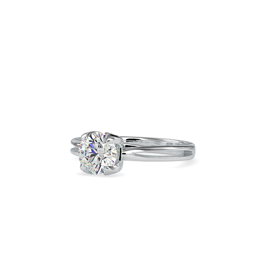 SKU: 0182 (14K) Lotus Setting Round Diamond Engagment Ring in Rose Gold.