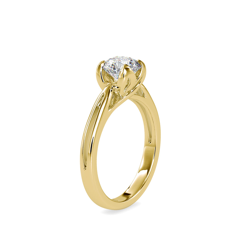 SKU: 0182 (18K) Lotus Setting Round Diamond Engagment Ring in Rose Gold.
