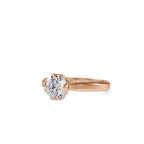 SKU: 0183 (14K) Flower Setting Round Diamond Engagment Ring in Rose Gold.