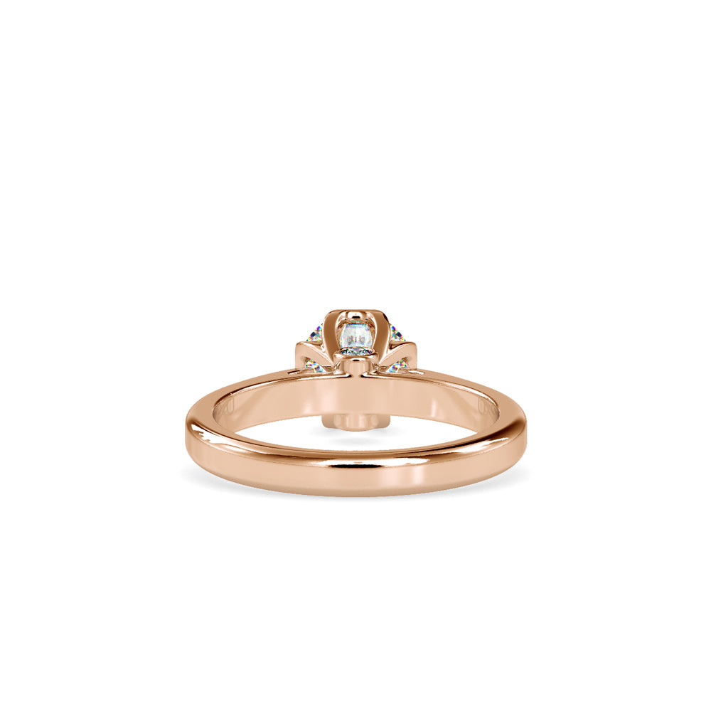 SKU: 0183 (10K) Flower Setting Round Diamond Engagment Ring in Rose Gold.
