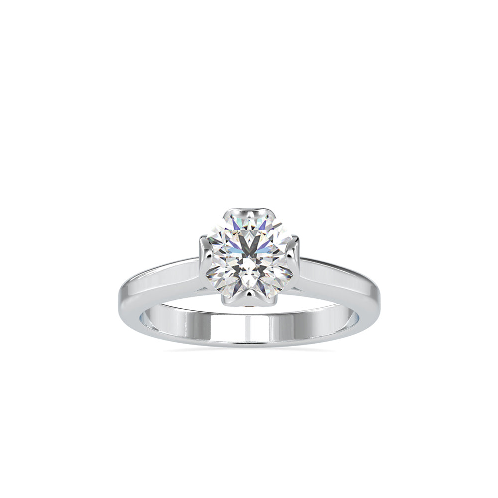 SKU: 0183 (10K) Flower Setting Round Diamond Engagment Ring in Rose Gold.