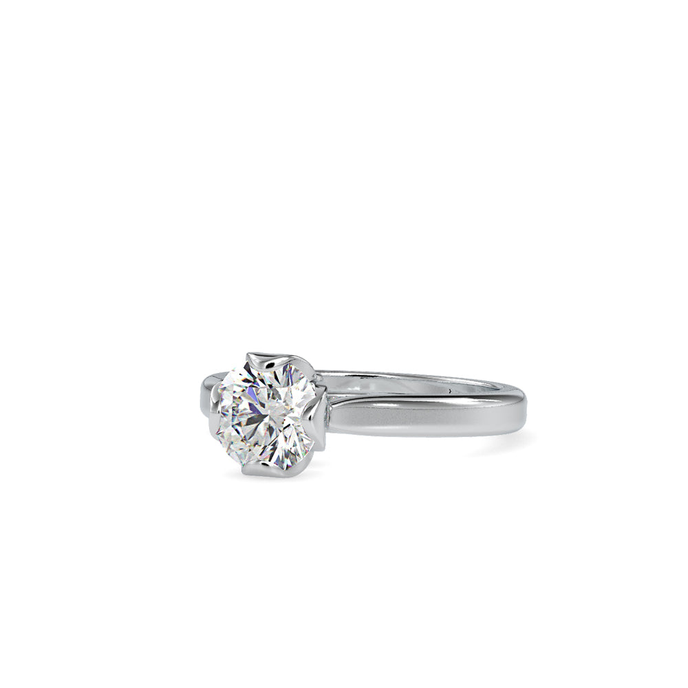 SKU: 0183 (14K) Flower Setting Round Diamond Engagment Ring in Rose Gold.