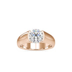 SKU: 0184 (10K) Half-Bezel Round Diamond Solitaire Ring Rose Gold.