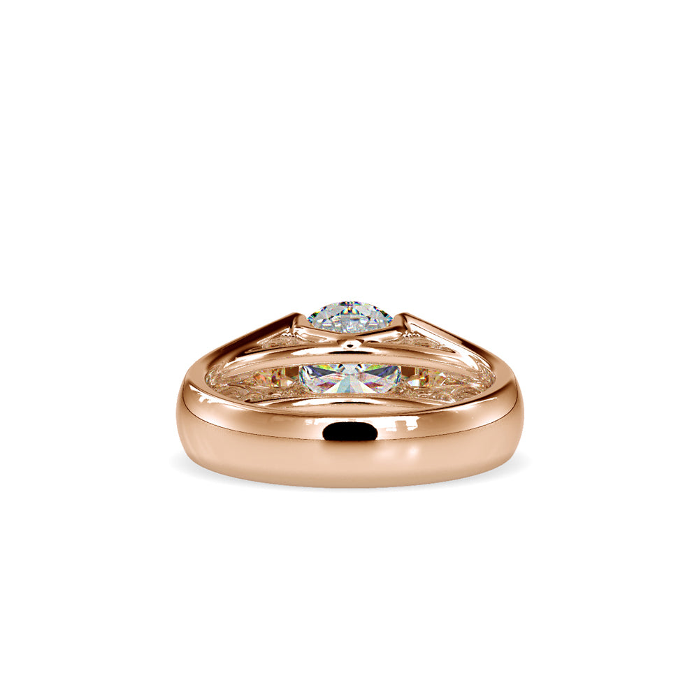 SKU: 0184 (10K) Half-Bezel Round Diamond Solitaire Ring Rose Gold.