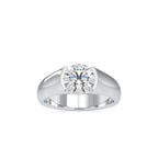 SKU: 0184 (10K) Half-Bezel Round Diamond Solitaire Ring Rose Gold.