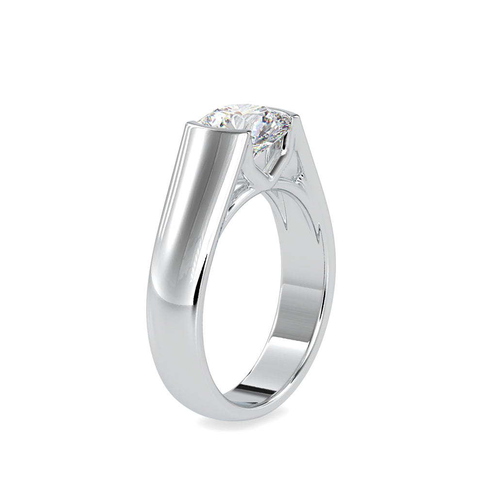 SKU: 0184 (10K) Half-Bezel Round Diamond Solitaire Ring Rose Gold.