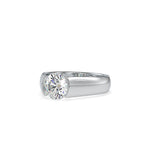 SKU: 0184 (10K) Half-Bezel Round Diamond Solitaire Ring Rose Gold.