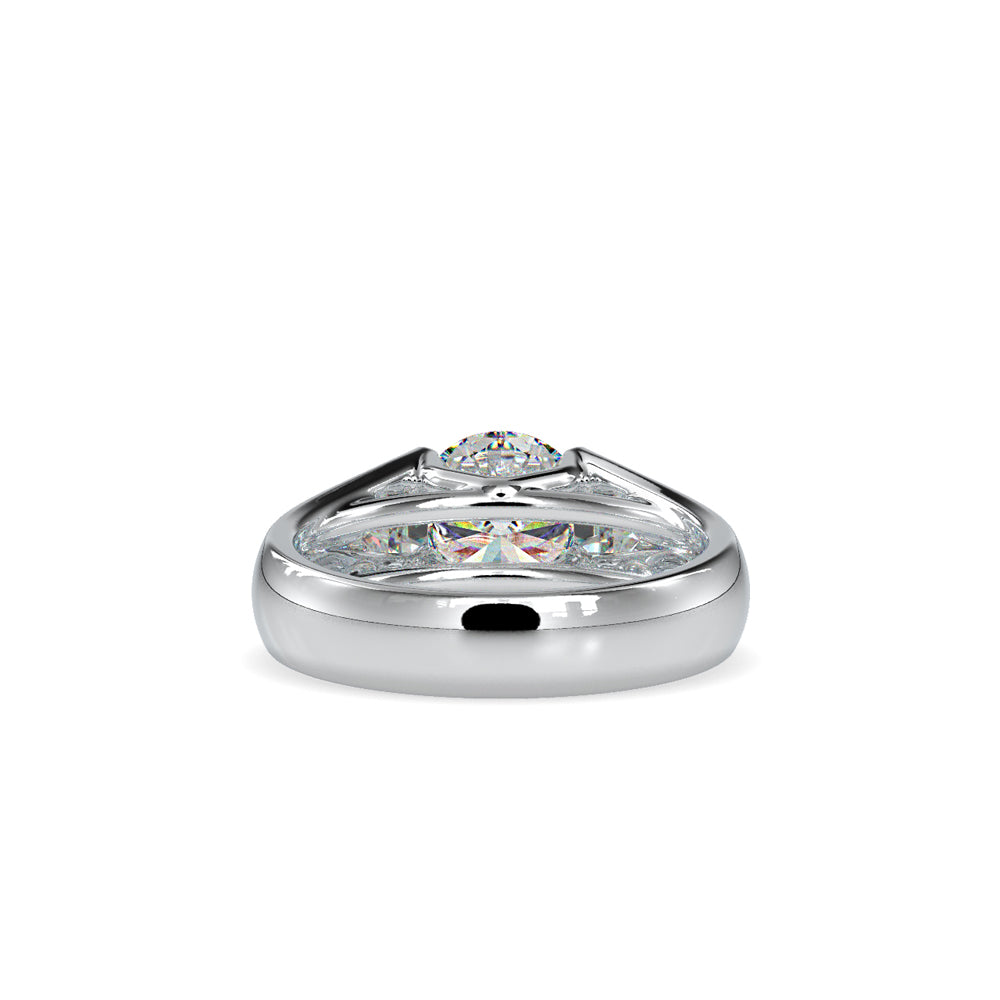 SKU: 0184 (10K) Half-Bezel Round Diamond Solitaire Ring Rose Gold.