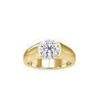 SKU: 0184 (14K) Half-Bezel Round Diamond Solitaire Ring Rose Gold.