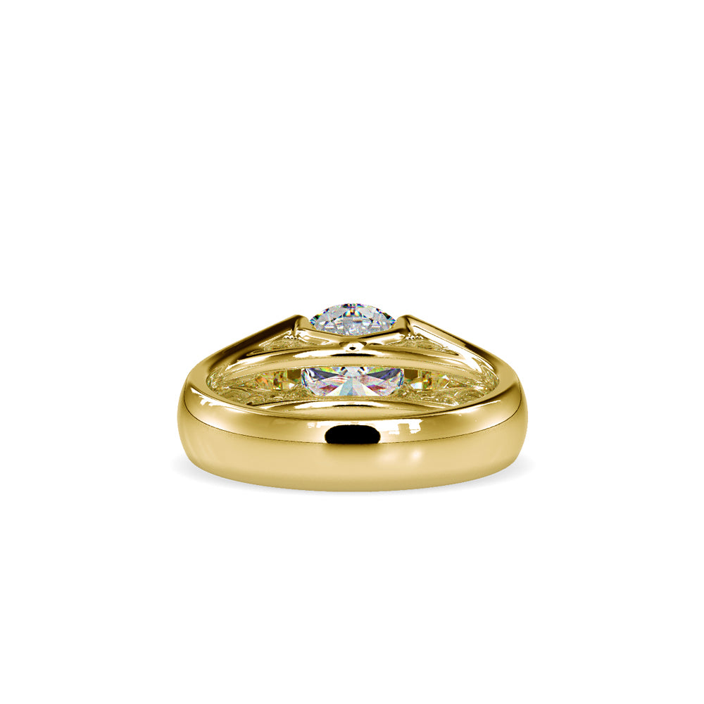 SKU: 0184 (14K) Half-Bezel Round Diamond Solitaire Ring Rose Gold.
