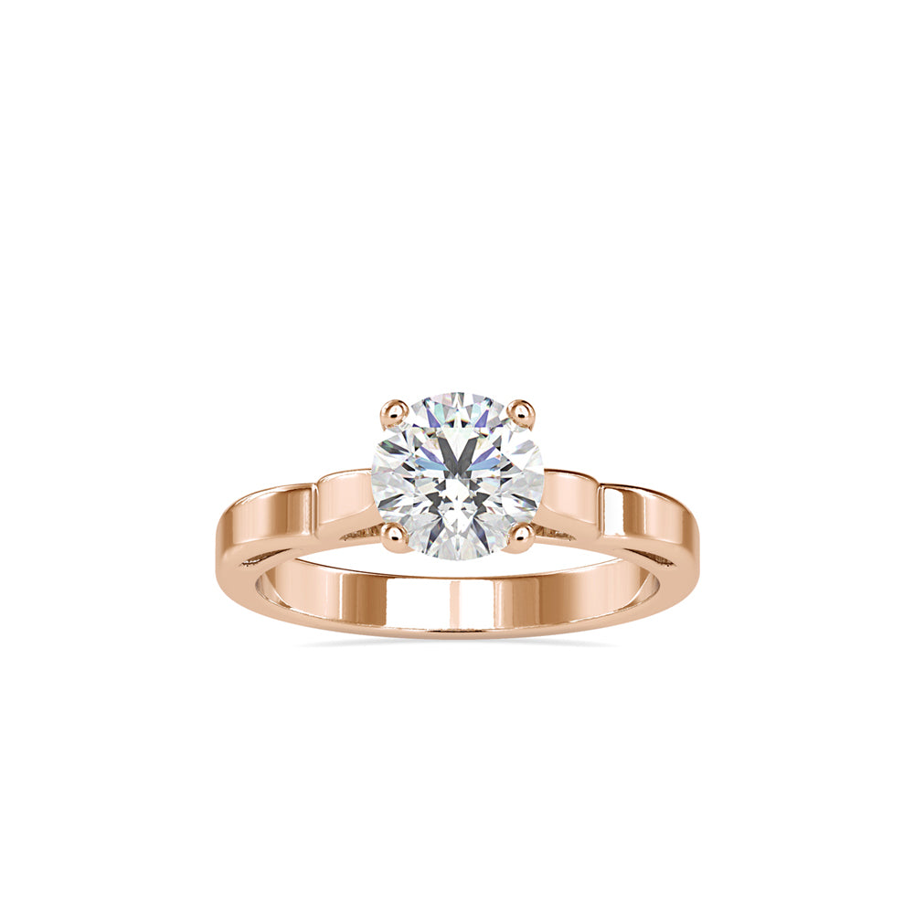 SKU: 0185 (10K) Vintage Shank Four-Prong Solitaire Engagment Ring in Rose Gold.