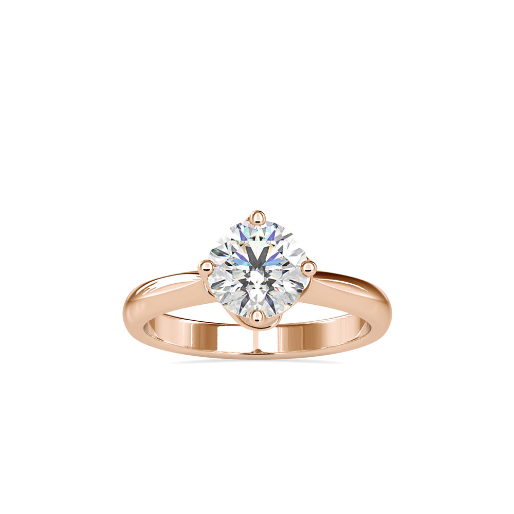 SKU: 0186 (10K) Four Twisted-Prong Solitaire Engagment Ring in Rose Gold.