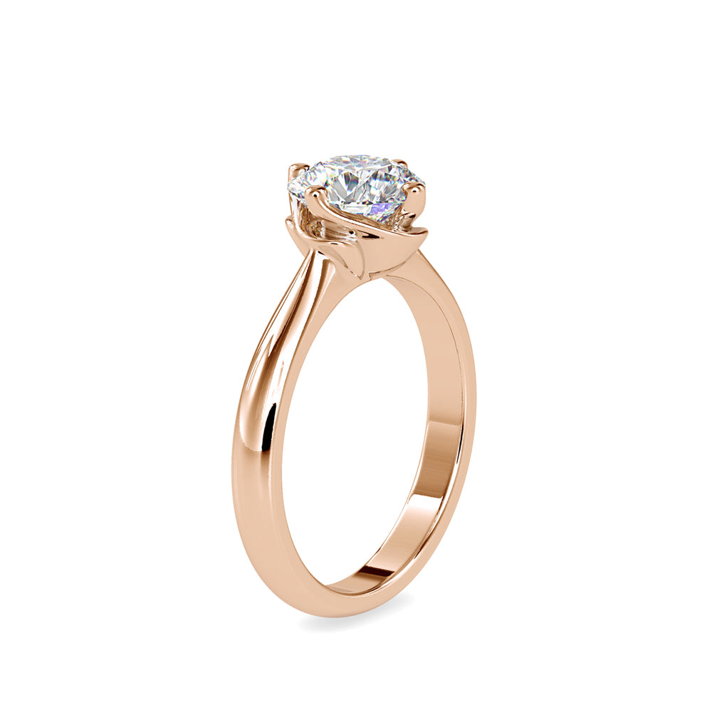 SKU: 0186 (18K) Four Twisted-Prong Solitaire Engagment Ring in Rose Gold.
