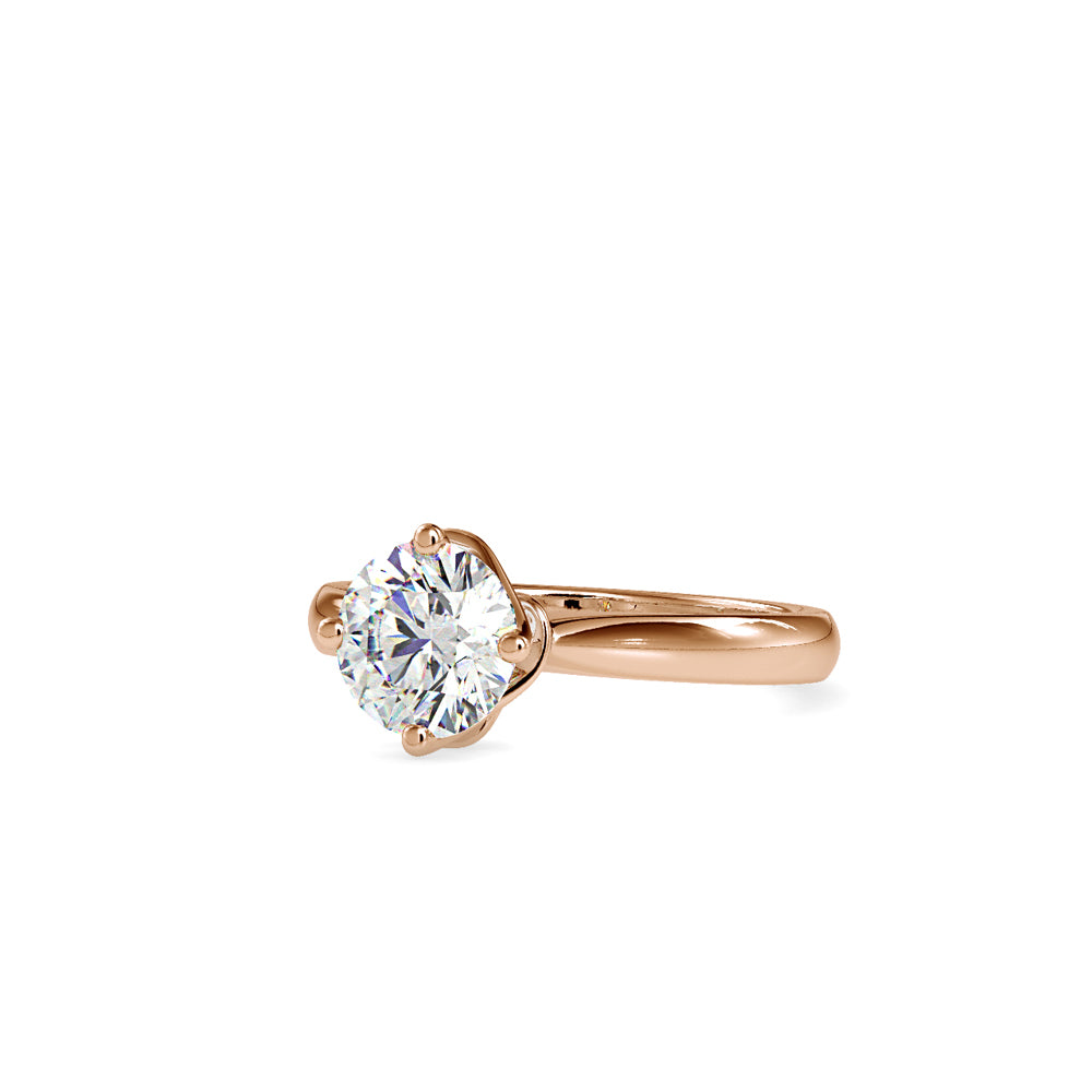 SKU: 0186 (10K) Four Twisted-Prong Solitaire Engagment Ring in Rose Gold.