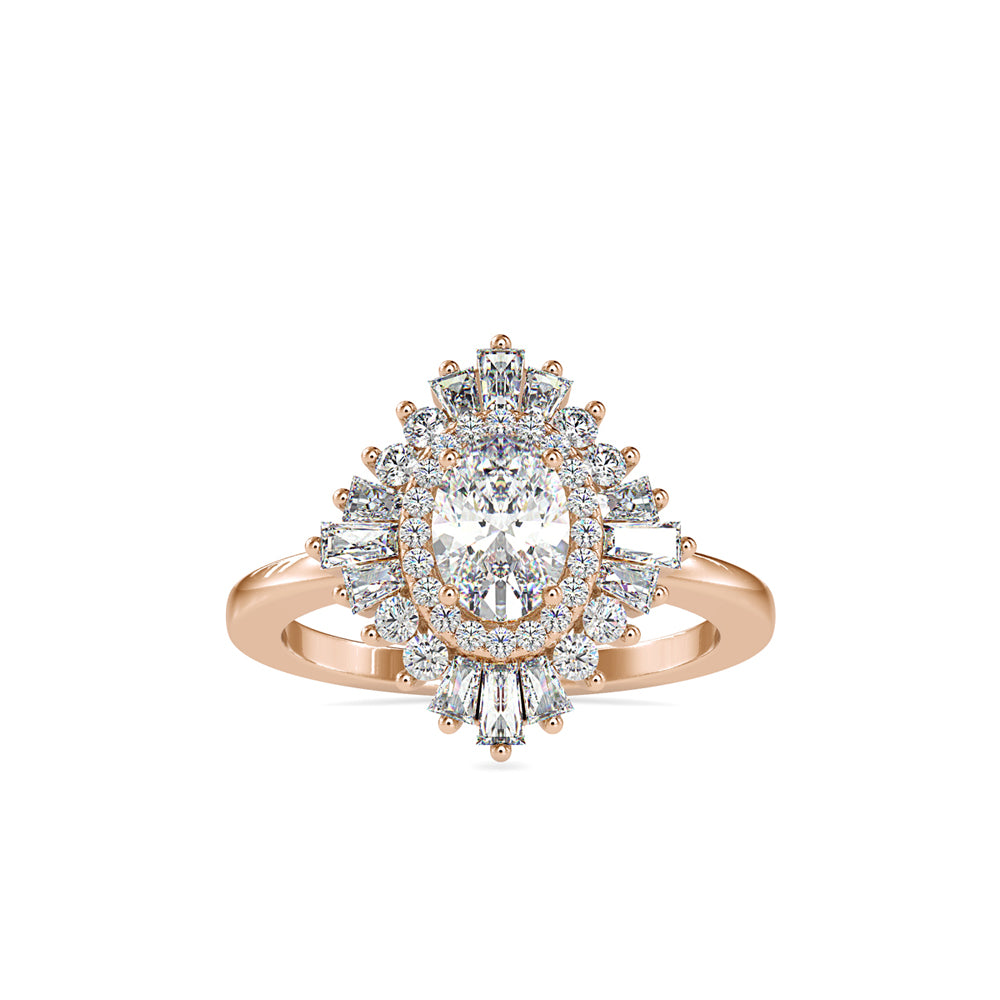 SKU: 0187 (10K) Oval-Shape Halo Engagment Ring in Rose Gold.