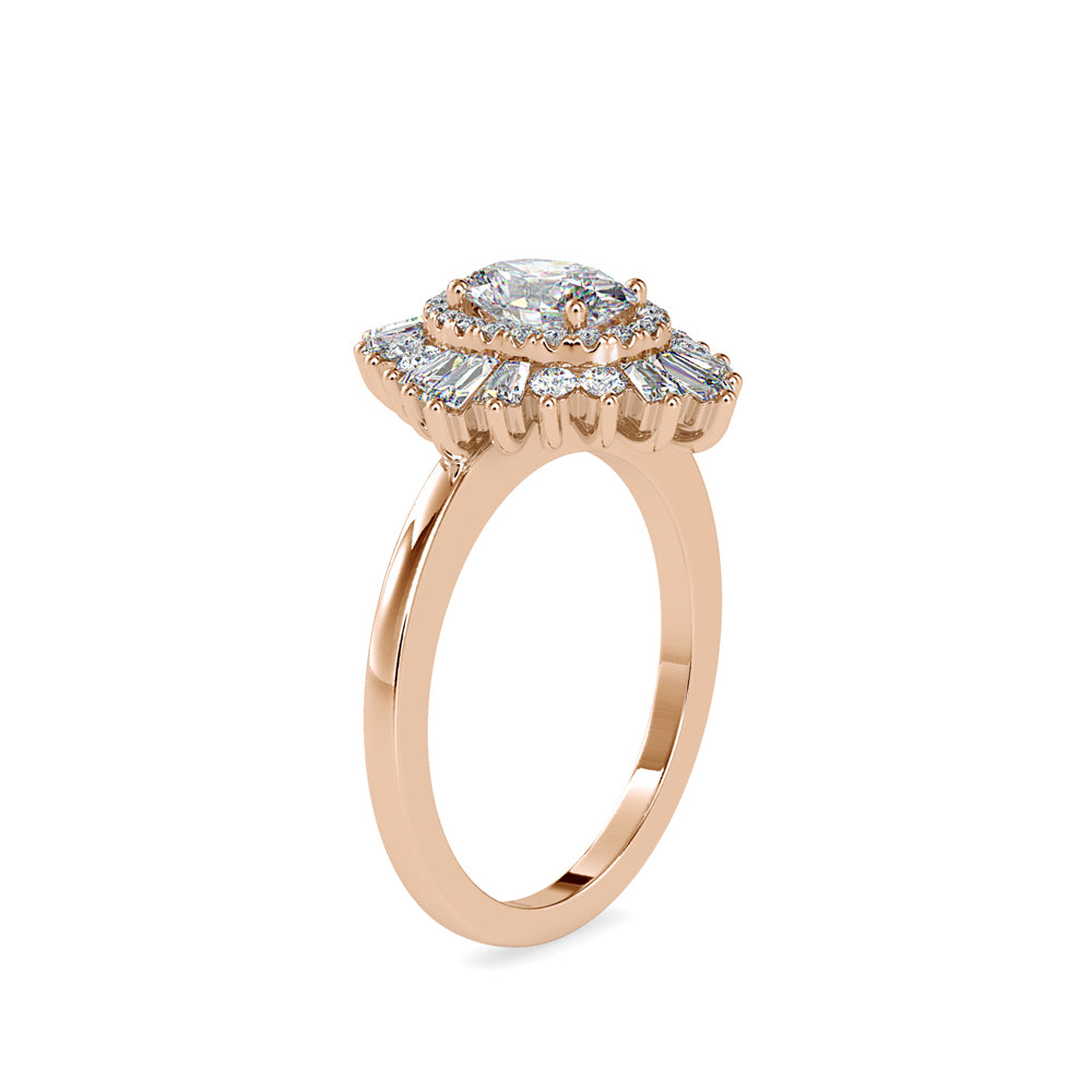 SKU: 0187 (14K) Oval-Shape Halo Engagment Ring in Rose Gold.