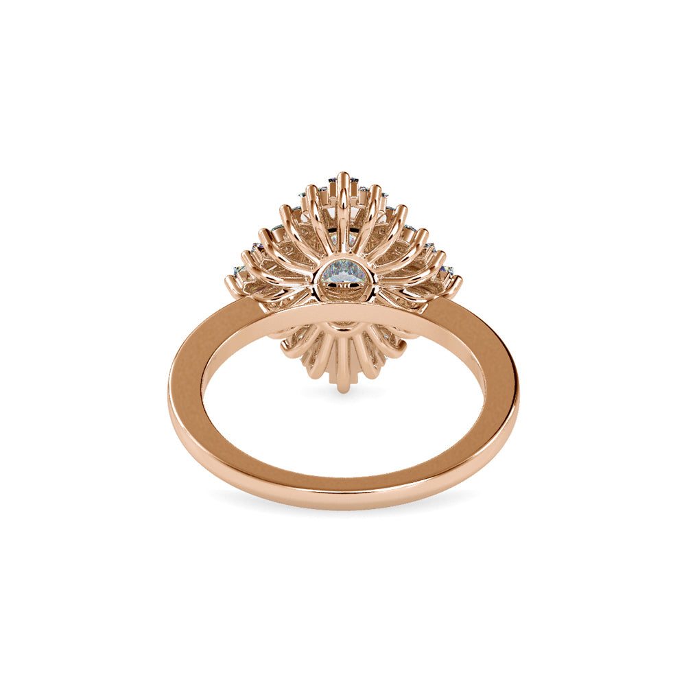 SKU: 0187 (18K) Oval-Shape Halo Engagment Ring in Rose Gold.