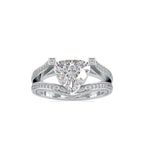 SKU: 0188 (14K) Unique Trillion Diamond Split Shank Engagment Ring in Rose Gold.