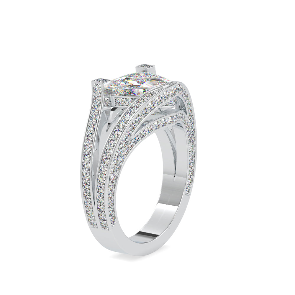 SKU: 0188 (10K) Unique Trillion Diamond Split Shank Engagment Ring in Rose Gold.