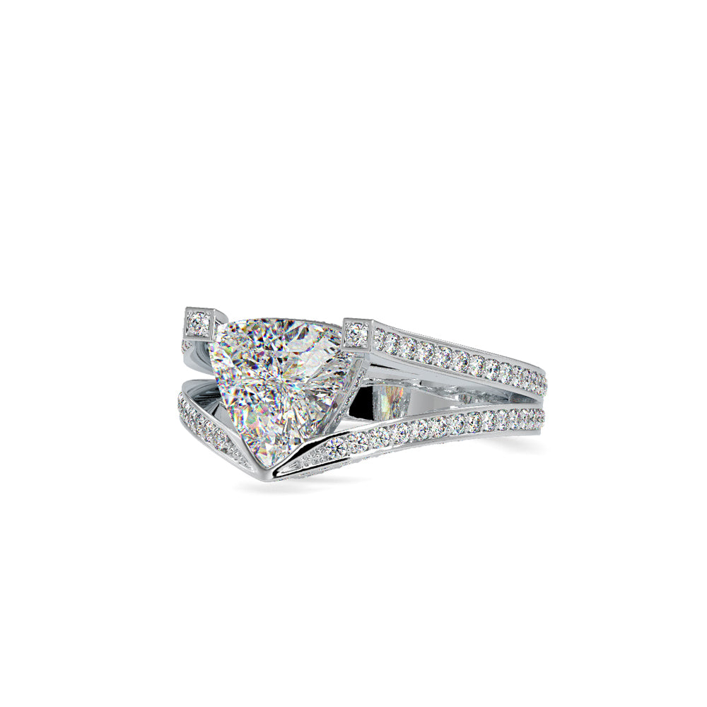 SKU: 0188 (22K) Unique Trillion Diamond Split Shank Engagment Ring in Rose Gold.
