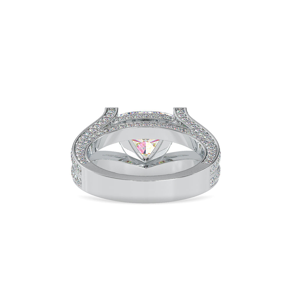 SKU: 0188 (10K) Unique Trillion Diamond Split Shank Engagment Ring in Rose Gold.