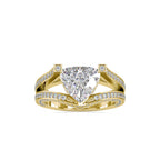 SKU: 0188 (14K) Unique Trillion Diamond Split Shank Engagment Ring in Rose Gold.