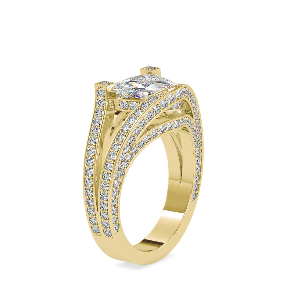 SKU: 0188 (10K) Unique Trillion Diamond Split Shank Engagment Ring in Rose Gold.