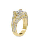 SKU: 0188 (10K) Unique Trillion Diamond Split Shank Engagment Ring in Rose Gold.