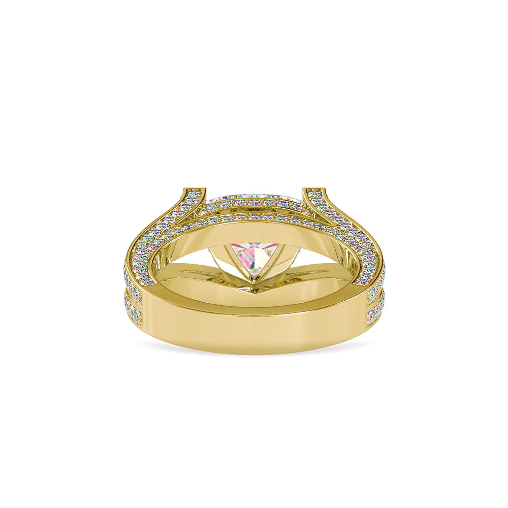 SKU: 0188 (18K) Unique Trillion Diamond Split Shank Engagment Ring in Rose Gold.
