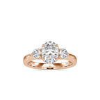 SKU: 0189 (22K) Flower setting Three-Stone Engagment Ring in Rose Gold.