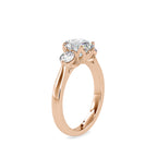 SKU: 0189 (22K) Flower setting Three-Stone Engagment Ring in Rose Gold.