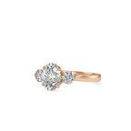SKU: 0189 (22K) Flower setting Three-Stone Engagment Ring in Rose Gold.