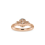 SKU: 0189 (10K) Flower setting Three-Stone Engagment Ring in Rose Gold.