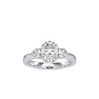 SKU: 0189 (10K) Flower setting Three-Stone Engagment Ring in Rose Gold.